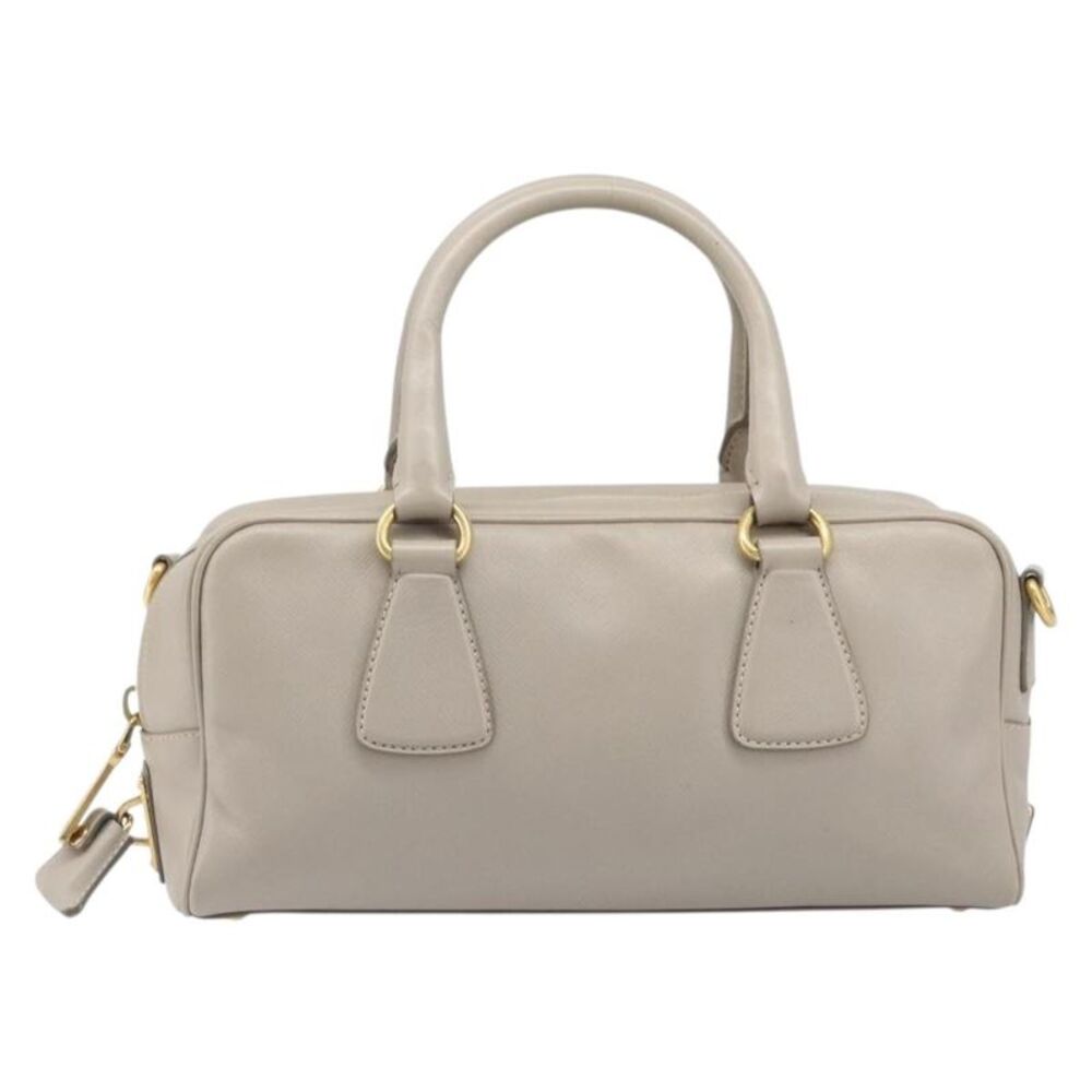 Prada Convertible Bauletto Saffiano Leather Gray Leather Handbag